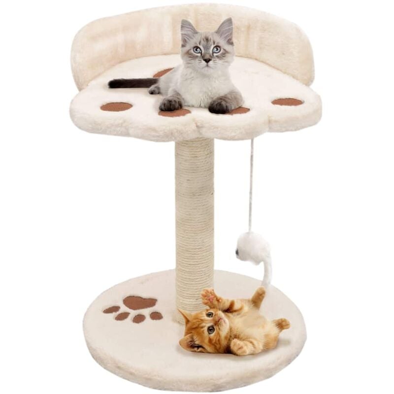 Rascador para gatos con poste de sisal 40 cm beige y marrón 
Rascador para gatos con poste de sisal 40 cm beige y marrón