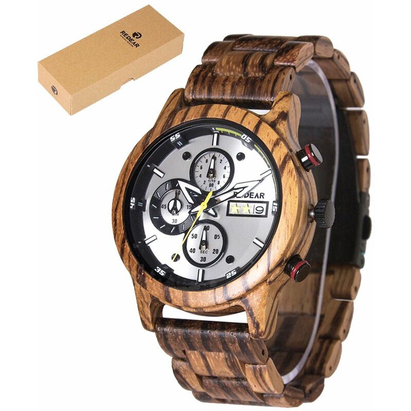 Reloj para hombre Caja y banda de madera Movimiento de cuarzo Pantalla de tiempo y calendario Puntero luminoso Funcion de cronometro Impermeable
Reloj para hombre Caja y banda de madera Movimiento de cuarzo Pantalla de tiempo y calendario Puntero luminoso Funcion de cronometro Impermeable