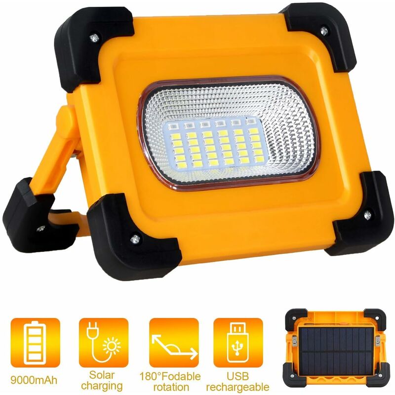 Reflector LED recargable, luz de trabajo T-SUN de 60 W con panel solar, luces de inundación portátiles de seguridad a prueba de agua, batería de 9000
Reflector LED recargable, luz de trabajo T-SUN de 60 W con panel solar, luces de inundación portátiles de seguridad a prueba de agua, batería de 9000