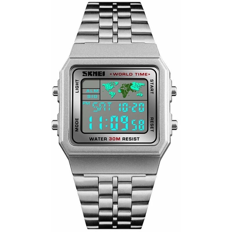 Reloj deportivo digital LED para hombre Cuenta regresiva Hora mundial Acero inoxidable Relojes de pulsera cuadrados impermeables Relojes de pulsera
Reloj deportivo digital LED para hombre Cuenta regresiva Hora mundial Acero inoxidable Relojes de pulsera cuadrados impermeables Relojes de pulsera
