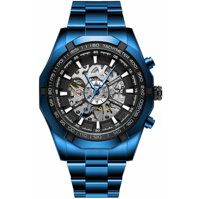 Reloj mecanico automatico para hombre con reloj de pulsera deportivo impermeable de moda con banda de acero inoxidable,Azul negro
Reloj mecanico automatico para hombre con reloj de pulsera deportivo impermeable de moda con banda de acero inoxidable,Azul negro