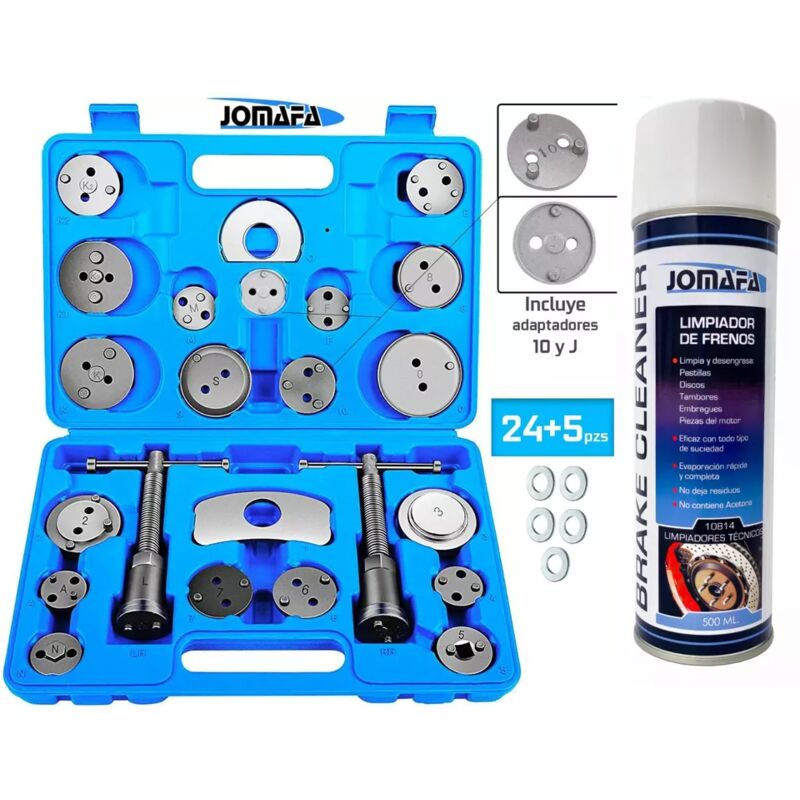 Reposicionador De Pistones De Freno 23 Piezas-Retractor + Limpiafrenos 500Ml