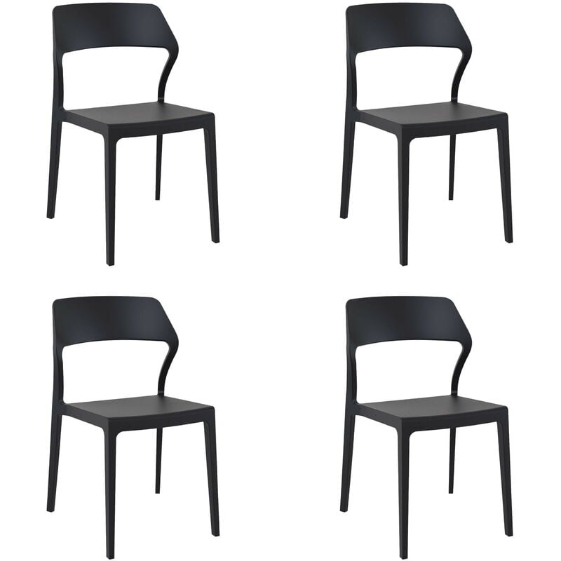 set de 4 sillas de diseño Snow para interior, exterior, jardín - color negro - Resol 
set de 4 sillas de diseño Snow para interior, exterior, jardín - color negro - Resol