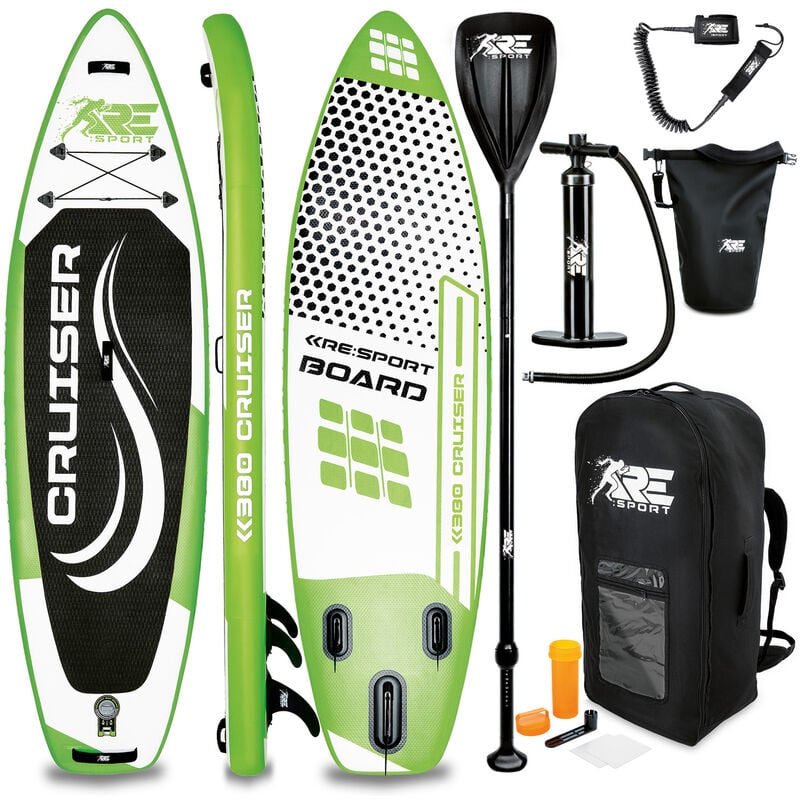 RE:SPORT Tabla SUP Hinchable 380cm Verde | Tabla Paddle Surf | Stand-Up Board | Accesorios Completos + Bomba + Remo Ajustable | Para Principiantes y
RE:SPORT Tabla SUP Hinchable 380cm Verde | Tabla Paddle Surf | Stand-Up Board | Accesorios Completos + Bomba + Remo Ajustable | Para Principiantes y