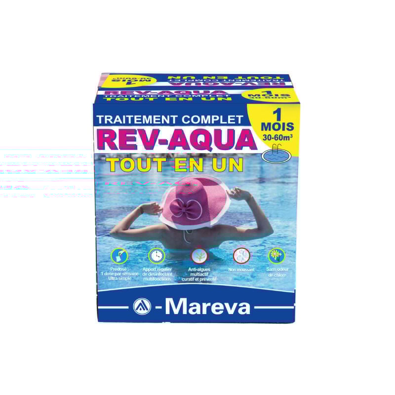 Rev-Aqua Kit tratamiento completo para piscinas de 30 a 60 m3 - 1 mes - 1400111 - Mareva
Rev-Aqua Kit tratamiento completo para piscinas de 30 a 60 m3 - 1 mes - 1400111 - Mareva
