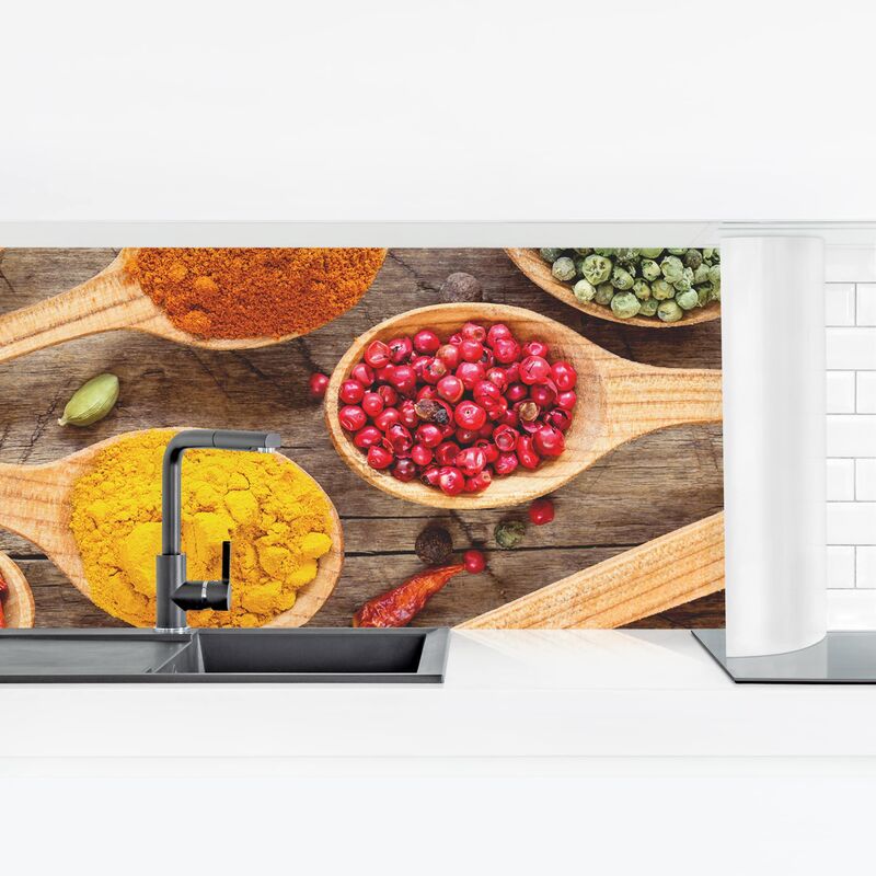 Revestimiento pared cocina - Spices On Wooden Spoon Dimensión LxA: 60cm x 210cm Material: Premium
Revestimiento pared cocina - Spices On Wooden Spoon Dimensión LxA: 60cm x 210cm Material: Premium