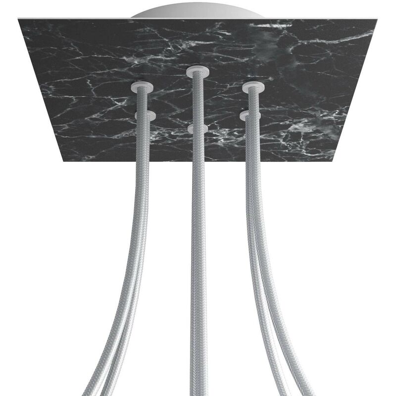 Creative Cables - Rosetón Rose-One cuadrado, 200 mm con 6 agujeros y 4 agujeros laterales | Mármol Marquina - Blanco - Mármol Marquina
Creative Cables - Rosetón Rose-One cuadrado, 200 mm con 6 agujeros y 4 agujeros laterales | Mármol Marquina - Blanco - Mármol Marquina