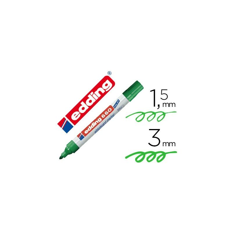 Rotulador edding para pizarra blanca 660 color verde punta redonda 1,5-3 mm (pack de 10 uds.)
Rotulador edding para pizarra blanca 660 color verde punta redonda 1,5-3 mm (pack de 10 uds.)