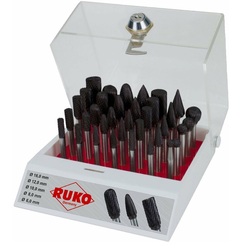 Ruko 116008Tc - Surtido De 35 Fresas De Metal Duro Ticn Con Vástago De 6 Mm En Vitrina De Plástico
Ruko 116008Tc - Surtido De 35 Fresas De Metal Duro Ticn Con Vástago De 6 Mm En Vitrina De Plástico