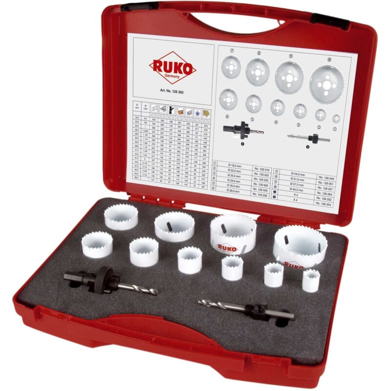 RUKO 126303 - Juego de 12 coronas perforadoras HSS-Co 8 para mantenimiento tipo Universal
RUKO 126303 - Juego de 12 coronas perforadoras HSS-Co 8 para mantenimiento tipo Universal