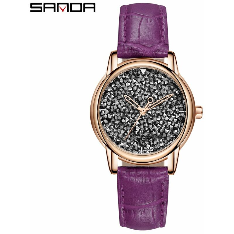 P221 reloj simple para mujer, reloj de cuero con movimiento de cuarzo y diamantes, reloj de pulsera informal resistente al agua para mujer - Sanda
P221 reloj simple para mujer, reloj de cuero con movimiento de cuarzo y diamantes, reloj de pulsera informal resistente al agua para mujer - Sanda
