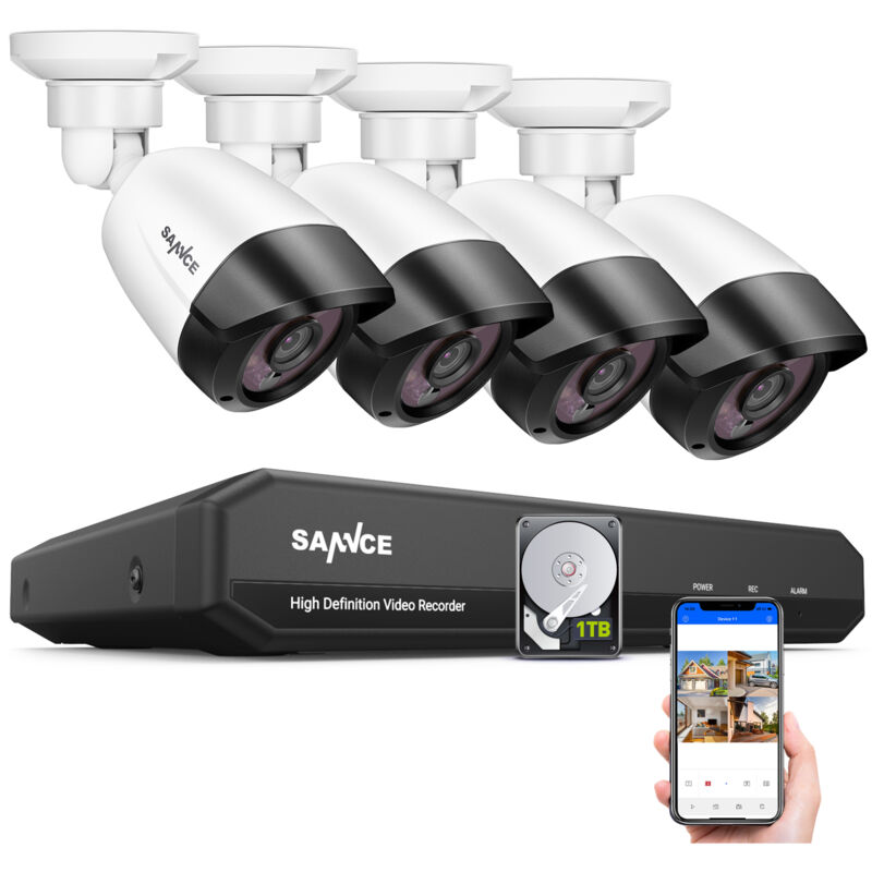 SANNCE 8 canales 5MP Super HD DVR con cable Seguridad 4 piezas Sistema de cámara Visión nocturna por infrarrojos Vigilancia IP66 - con disco duro de
SANNCE 8 canales 5MP Super HD DVR con cable Seguridad 4 piezas Sistema de cámara Visión nocturna por infrarrojos Vigilancia IP66 - con disco duro de