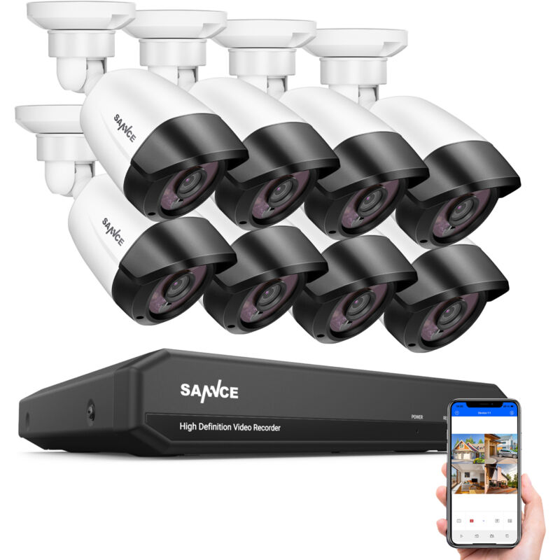 8 canales 5MP Super HD DVR con cable Seguridad 8 piezas Sistema de cámara Visión nocturna por infrarrojos Vigilancia IP66 - sin disco duro - Sannce
8 canales 5MP Super HD DVR con cable Seguridad 8 piezas Sistema de cámara Visión nocturna por infrarrojos Vigilancia IP66 - sin disco duro - Sannce