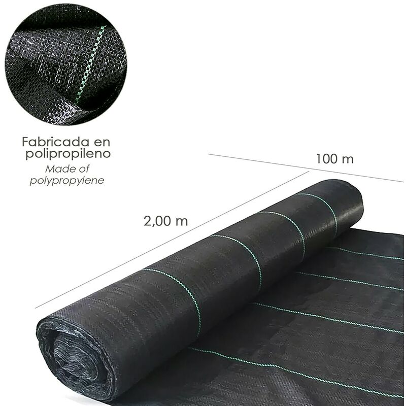 Malla antihierbas (rollo 2,0x100 metros) gramaje 110 gr/m2. malla anti maleza, malla geotextil jardin, tela anti hierbas jardin,
Malla antihierbas (rollo 2,0x100 metros) gramaje 110 gr/m2. malla anti maleza, malla geotextil jardin, tela anti hierbas jardin,