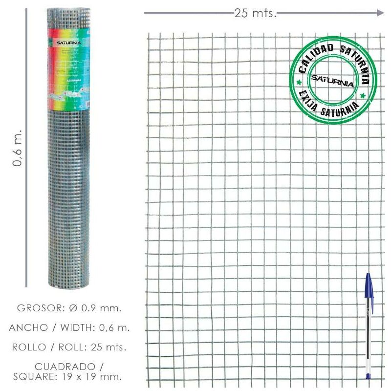 Malla electrosoldada ligera galvanizada 19x19 alto 60 cm. rollo 25 metros uso domestico
Malla electrosoldada ligera galvanizada 19x19 alto 60 cm. rollo 25 metros uso domestico