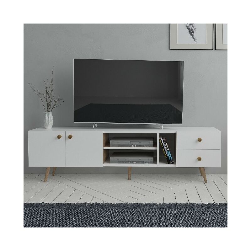 Sedef Mueble TV Moderno - con puertas, estantes - de Salotto - Blanco, Roble en Madera, 160 x 30 x 45 cm
Sedef Mueble TV Moderno - con puertas, estantes - de Salotto - Blanco, Roble en Madera, 160 x 30 x 45 cm