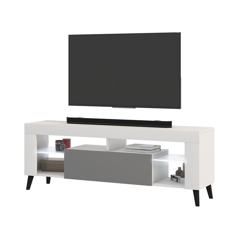 Selsey HugoB - Mueble de TV - 140 cm - blanco mate / gris brillo - Iluminación LED a batería - moderno
Selsey HugoB - Mueble de TV - 140 cm - blanco mate / gris brillo - Iluminación LED a batería - moderno