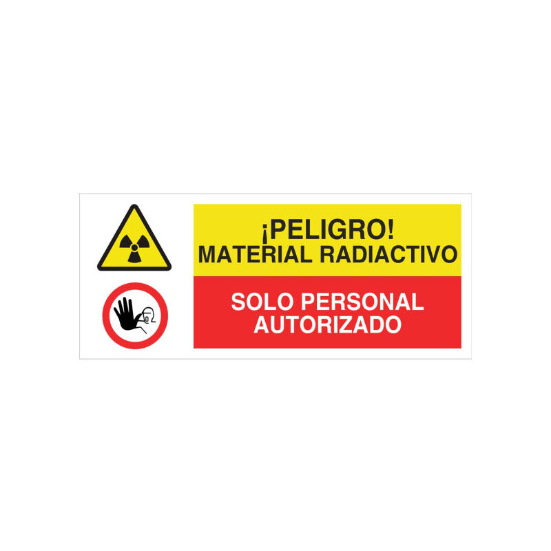 Señal combinada PELIGRO MATERIAL RADIACTIVO - SOLO PERSONAL AUTORIZADO | 717X297 mm
Señal combinada PELIGRO MATERIAL RADIACTIVO - SOLO PERSONAL AUTORIZADO | 717X297 mm