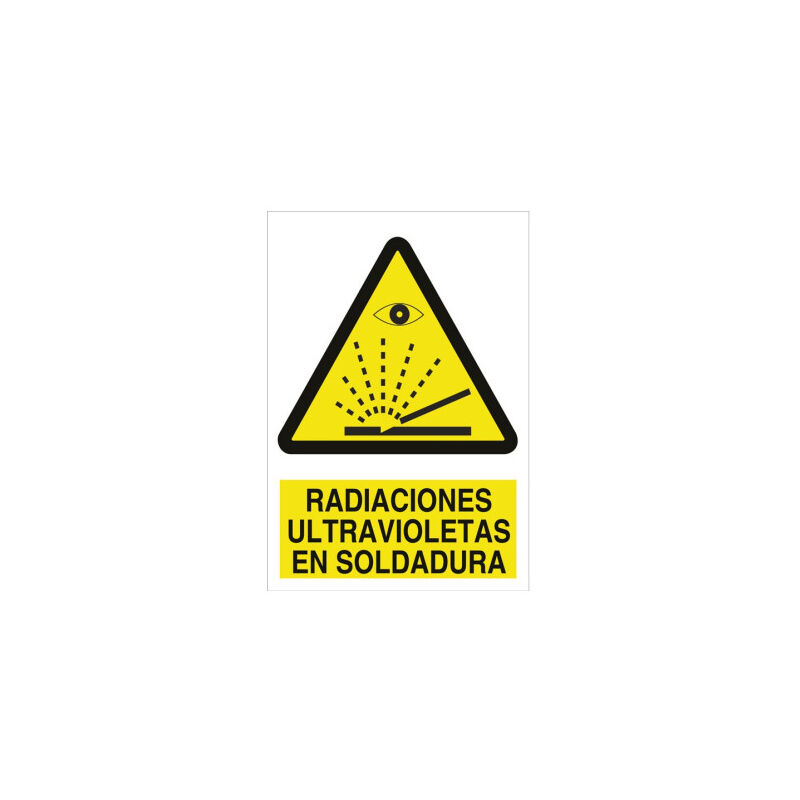 Señal advertencia pictorama y texto - Radiación ultravioleta soldadura | Poliestireno - 148x105 mm
Señal advertencia pictorama y texto - Radiación ultravioleta soldadura | Poliestireno - 148x105 mm