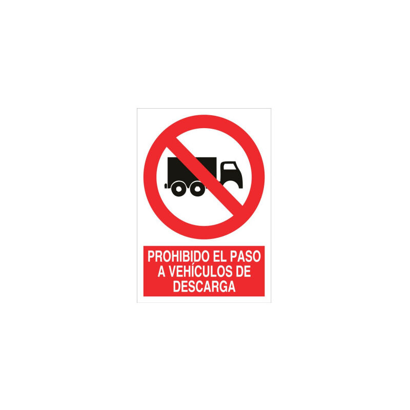 Señal prohibido pictograma y texto - El paso a vehiculos de descarga | 297X210 - Pegatina Adhesiva
Señal prohibido pictograma y texto - El paso a vehiculos de descarga | 297X210 - Pegatina Adhesiva
