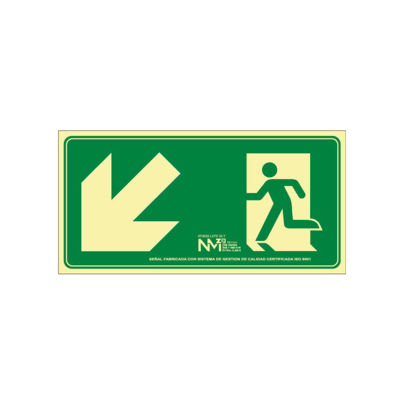 Señal Salida Bajada Escalera Izquierda (Solo Pictograma) Luminiscente | CLASE A (PVC 1 mm) - 320 x 160 mm
Señal Salida Bajada Escalera Izquierda (Solo Pictograma) Luminiscente | CLASE A (PVC 1 mm) - 320 x 160 mm