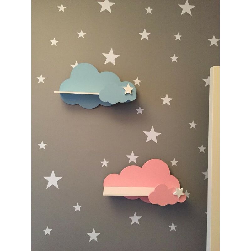 Set 2 Estante Cloud - Estante, en forma de nube, para ninos - para pared, dormitorio - Azul, Rosa, Blanco en MDF, 40 x 10 x 23 cm
Set 2 Estante Cloud - Estante, en forma de nube, para ninos - para pared, dormitorio - Azul, Rosa, Blanco en MDF, 40 x 10 x 23 cm