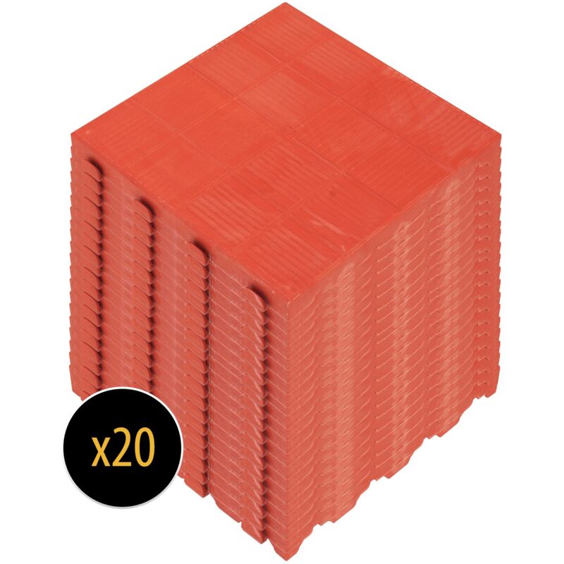 Set 20 baldosas plásticas para suelo exterior en panal de 39x39x4,8 cm. Superficie total 3m² Colección COMBI - Terracota
Set 20 baldosas plásticas para suelo exterior en panal de 39x39x4,8 cm. Superficie total 3m² Colección COMBI - Terracota