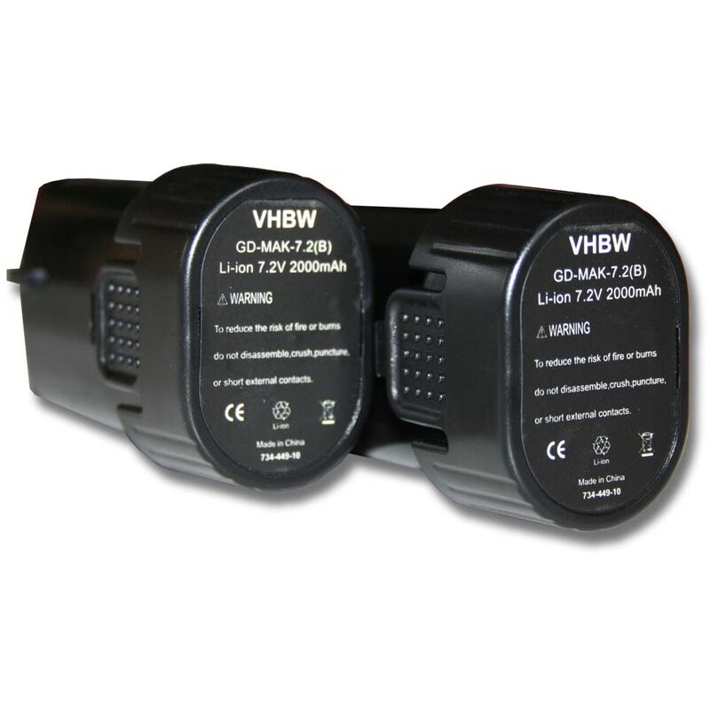 Set 2x baterías Li-Ion 2000mAh 7.2V para herramientas GN900SEP9, ML704 FlashLight, TD020, TD020D, TD020DS sustituye Makita 194355-4, 194356-2, BL7010
Set 2x baterías Li-Ion 2000mAh 7.2V para herramientas GN900SEP9, ML704 FlashLight, TD020, TD020D, TD020DS sustituye Makita 194355-4, 194356-2, BL7010