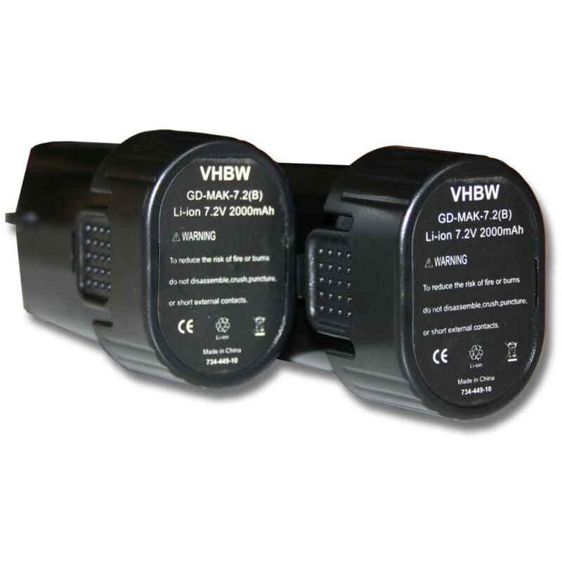 Set 2x baterías Li-Ion 2000mAh (7.2V) para herramientas TD020DSE, TD020DSEW, TD020DSW, TD020DW, TD021 sustituye Makita 194355-4, 194356-2, BL7010.
Set 2x baterías Li-Ion 2000mAh (7.2V) para herramientas TD020DSE, TD020DSEW, TD020DSW, TD020DW, TD021 sustituye Makita 194355-4, 194356-2, BL7010.