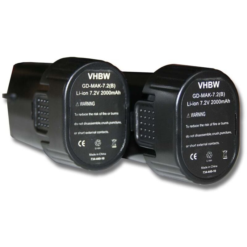 Set 2x baterías Li-Ion 2000mAh 7.2V para Makita CL070, CL070D, CL070DS, CL070DZ, CL072, CL072D sustituye Makita 194355-4, 194356-2, BL7010
Set 2x baterías Li-Ion 2000mAh 7.2V para Makita CL070, CL070D, CL070DS, CL070DZ, CL072, CL072D sustituye Makita 194355-4, 194356-2, BL7010