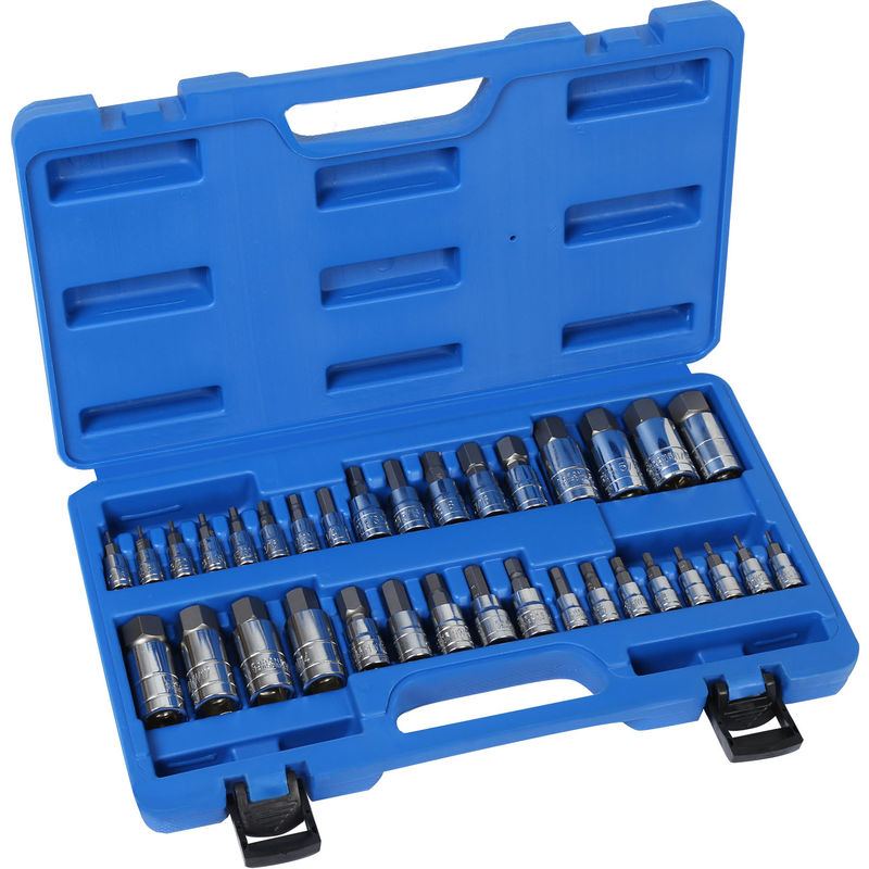 Set 32 bits hexagonales Acero cromo vanadio Set casquillos ¼'(6,3mm), 3/8'(9,5mm), ½' (12,7mm)
Set 32 bits hexagonales Acero cromo vanadio Set casquillos ¼'(6,3mm), 3/8'(9,5mm), ½' (12,7mm)