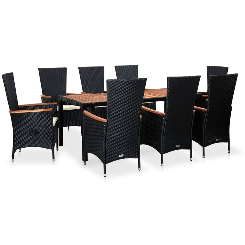 Set comedor jardín 9 piezas ratán sintético y madera acacia negro - Negro - Vidaxl
Set comedor jardín 9 piezas ratán sintético y madera acacia negro - Negro - Vidaxl