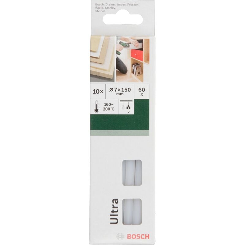 2609256A03 Set de 10 barras de pegamento Ultra Power 10 piezas - Bosch 
2609256A03 Set de 10 barras de pegamento Ultra Power 10 piezas - Bosch
