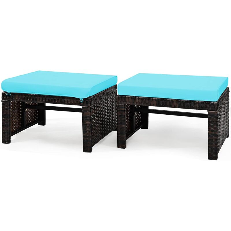 Set de 2 Otomanas en Ratán PE, Reposapiés de Exterior Resistentes a la Intemperie con Cojín Blando, Cremallera Escondida, Esponja de Alta Densidad
Set de 2 Otomanas en Ratán PE, Reposapiés de Exterior Resistentes a la Intemperie con Cojín Blando, Cremallera Escondida, Esponja de Alta Densidad