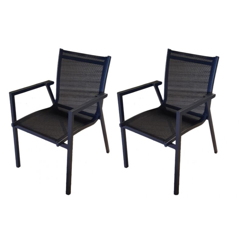 Set de 2 sillas apilables de aluminio antracita con reposabrazos | Aluminio
Set de 2 sillas apilables de aluminio antracita con reposabrazos | Aluminio