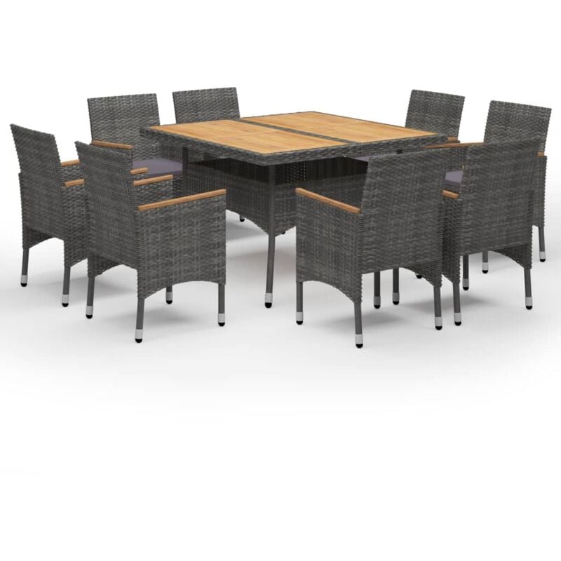 vidaXL Set de comedor de jardín 9 pzas ratán PE y madera acacia gris - Gris
vidaXL Set de comedor de jardín 9 pzas ratán PE y madera acacia gris - Gris