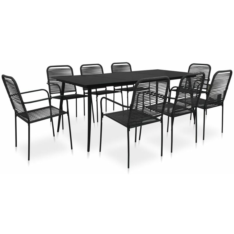 Youthup - Set de comedor de jardín 9 pzas cuerda de algodón y acero negro - Negro
Youthup - Set de comedor de jardín 9 pzas cuerda de algodón y acero negro - Negro