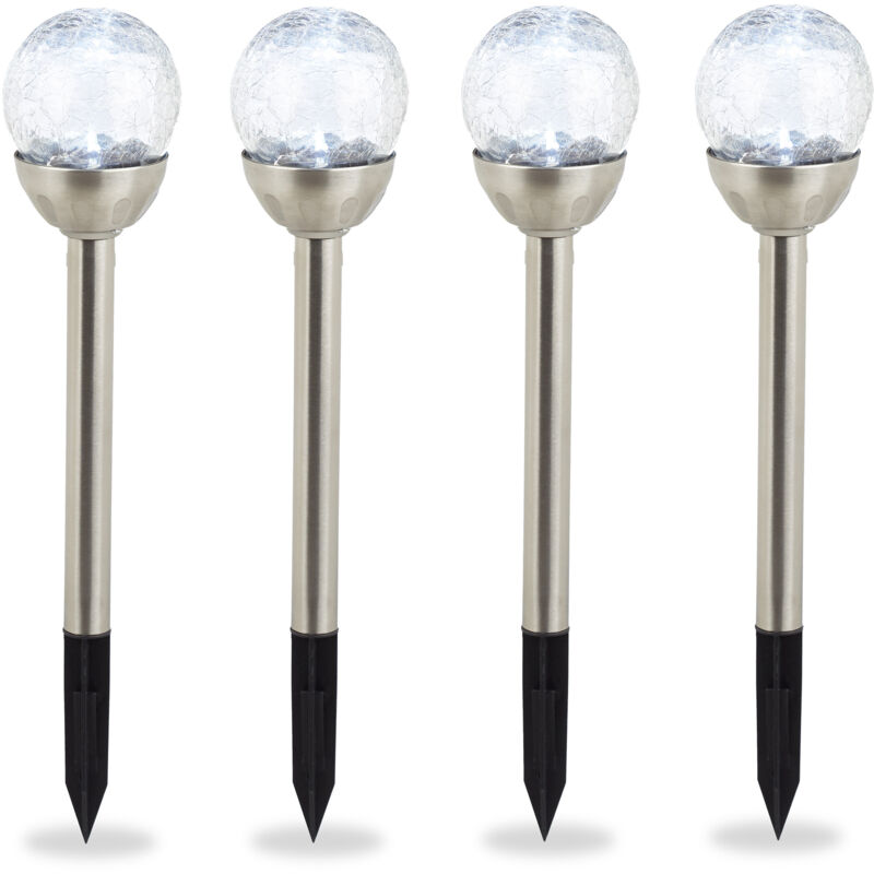 Set de cuatro luces solares para jardín, Lámparas modernas, Impermeable, Estaca para suelo, Luz blanca, Plateado
Set de cuatro luces solares para jardín, Lámparas modernas, Impermeable, Estaca para suelo, Luz blanca, Plateado