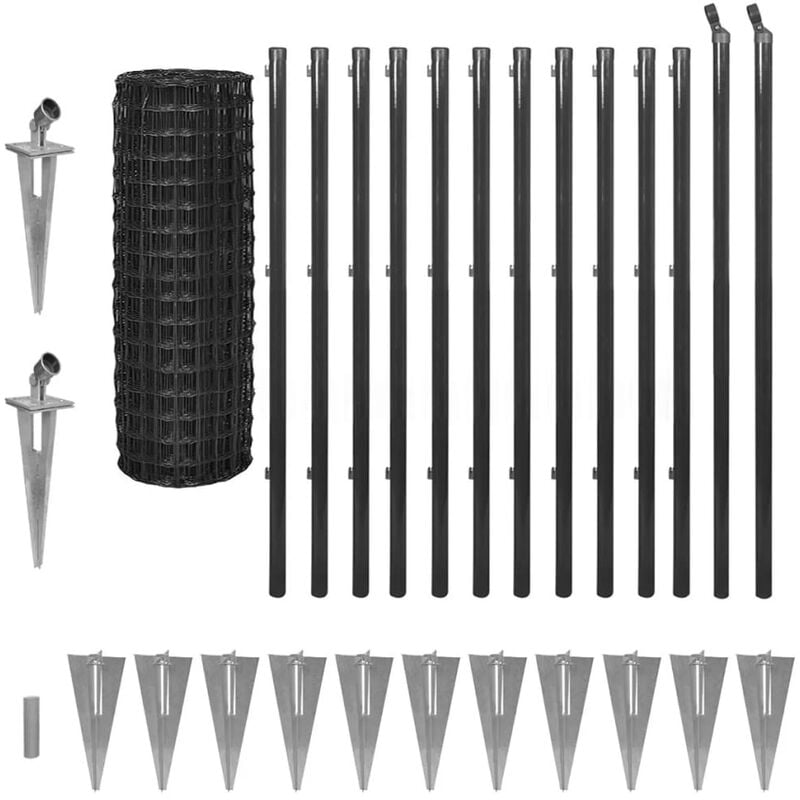 vidaXL Set de Euro Valla Acero Gris 25x1.2 m - Gris