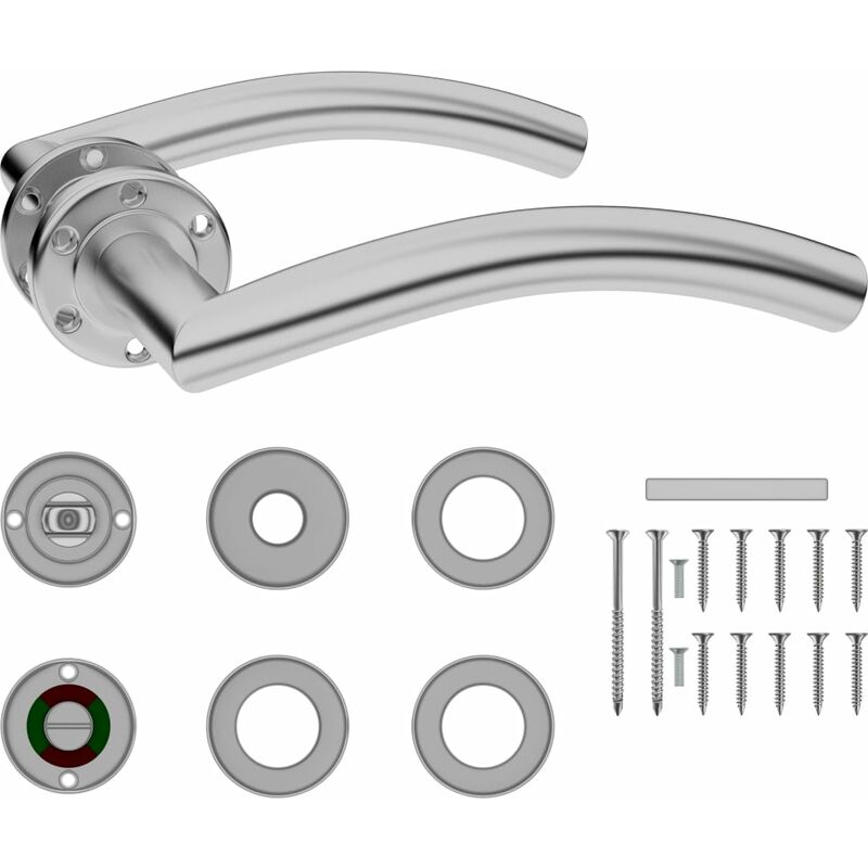 Set de manilla de puerta curvada con pestillo WC acero inoxidable - Plateado
Set de manilla de puerta curvada con pestillo WC acero inoxidable - Plateado