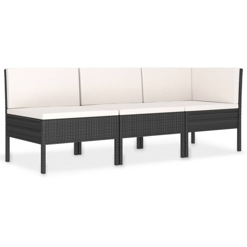 vidaXL Set de muebles de jardín 3 pzas y cojines ratán sintético negro - Negro
vidaXL Set de muebles de jardín 3 pzas y cojines ratán sintético negro - Negro