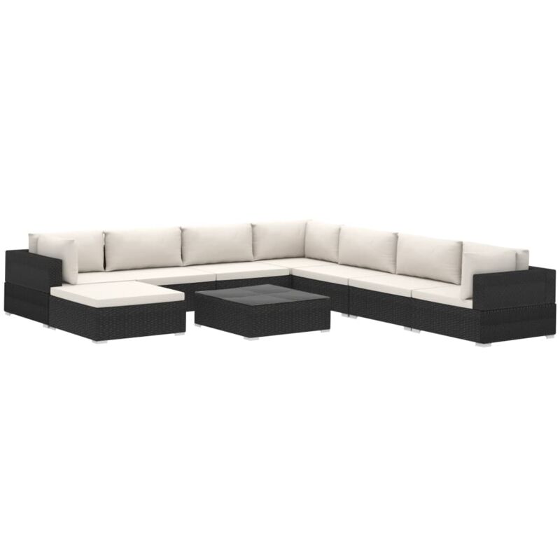 Set de Muebles de Jardín 9 Piezas y Cojines Ratán Sintético Negro Blanco - Negro - Vidaxl
Set de Muebles de Jardín 9 Piezas y Cojines Ratán Sintético Negro Blanco - Negro - Vidaxl