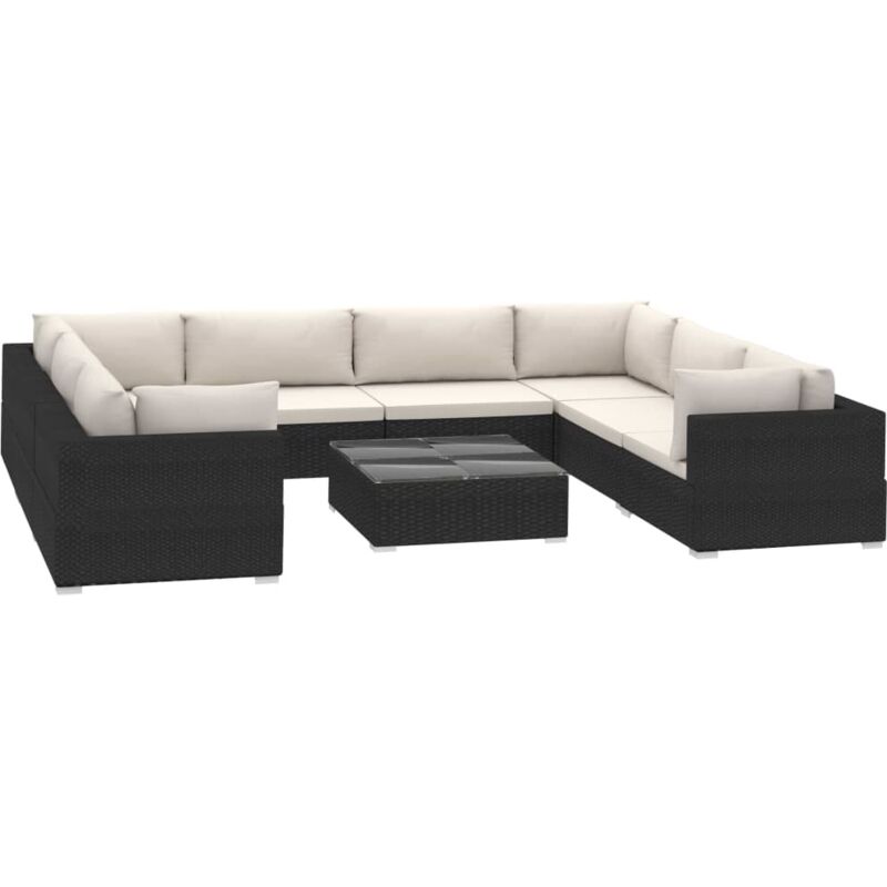 Set de muebles de jardín 9 pzas y cojines ratán sintético negro - Negro - Vidaxl
Set de muebles de jardín 9 pzas y cojines ratán sintético negro - Negro - Vidaxl