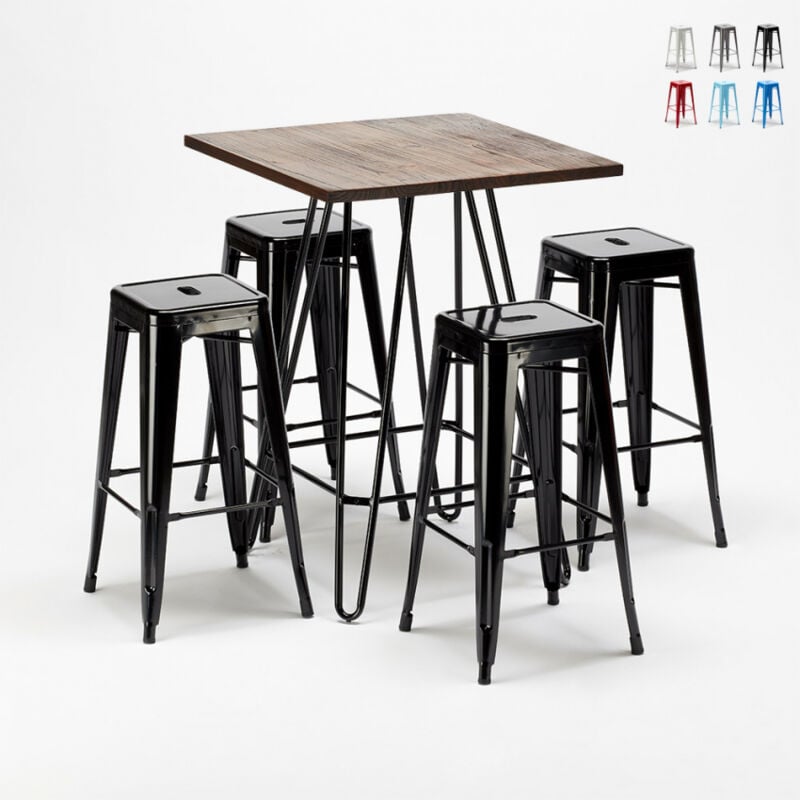 Set de taburetes metálicos con mesa alta de diseño estilo Tolix industrial Kips Bay para pubs | Color: Negro
Set de taburetes metálicos con mesa alta de diseño estilo Tolix industrial Kips Bay para pubs | Color: Negro