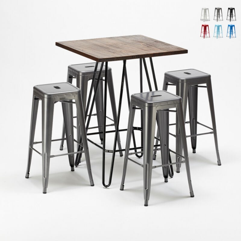 Set de taburetes metálicos con mesa alta de diseño estilo Tolix industrial Kips Bay para pubs | Color: Gris
Set de taburetes metálicos con mesa alta de diseño estilo Tolix industrial Kips Bay para pubs | Color: Gris