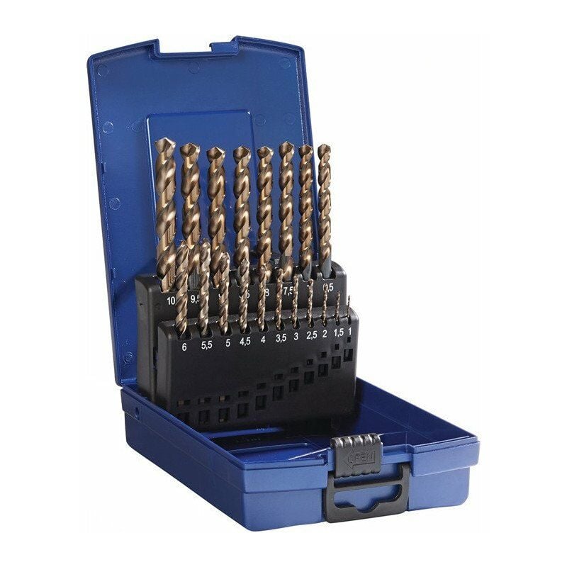 Set de taladro helicoide DIN 338 Tipo VA Diámetro nominal. 1-10x0.5 mm HSS-CO5 Al vapor de 19 piezas Cassette de plástico Promat
Set de taladro helicoide DIN 338 Tipo VA Diámetro nominal. 1-10x0.5 mm HSS-CO5 Al vapor de 19 piezas Cassette de plástico Promat
