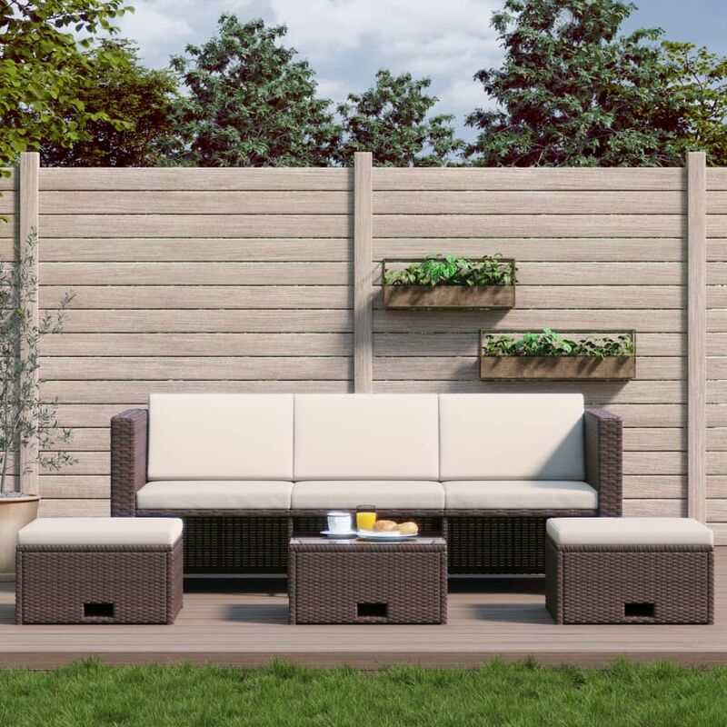 Youthup - Set muebles de jardín 4 piezas y cojines ratán sintético marrón - Marrón
Youthup - Set muebles de jardín 4 piezas y cojines ratán sintético marrón - Marrón