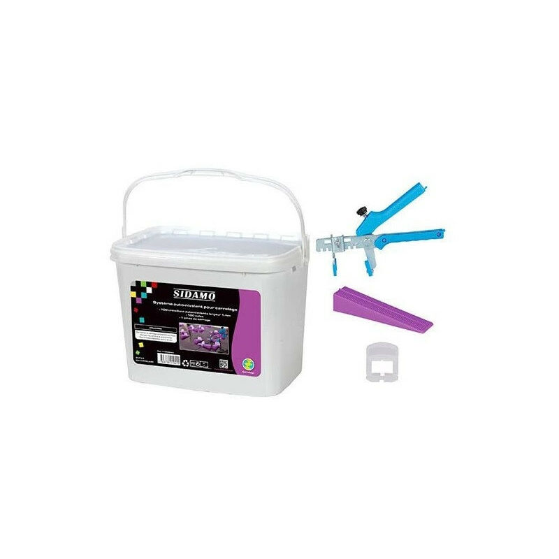 Kit en cubo con pinzas + 100 cuñas + 100 travesaños autonivelantes de 3 mm en cubo - 11200038 - Sidamo
Kit en cubo con pinzas + 100 cuñas + 100 travesaños autonivelantes de 3 mm en cubo - 11200038 - Sidamo