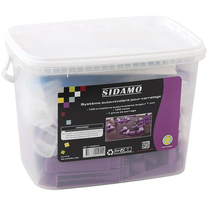 Sidamo - Kit en cubo con pinzas + 100 separadores + 100 travesaños autonivelantes 1mm - 11200041
Sidamo - Kit en cubo con pinzas + 100 separadores + 100 travesaños autonivelantes 1mm - 11200041