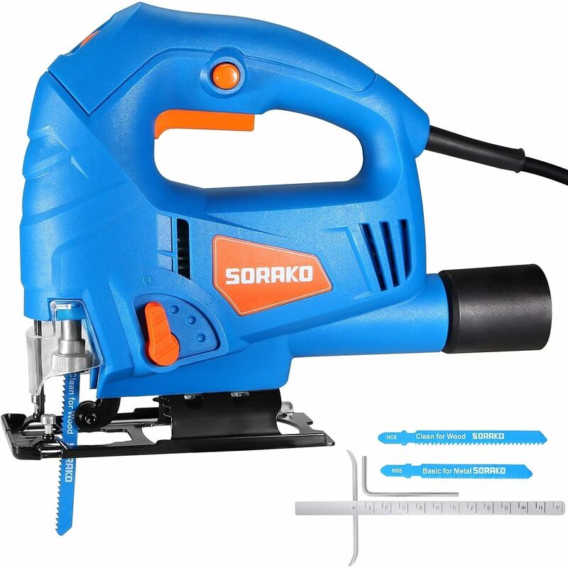 Sierra de Calar 600W Sierra Caladora, 6 Velocidades Ajustables, 0-45°de corte biselado, Usado para Cortar Madera Metal Plástico - Sorako
Sierra de Calar 600W Sierra Caladora, 6 Velocidades Ajustables, 0-45°de corte biselado, Usado para Cortar Madera Metal Plástico - Sorako